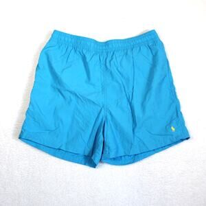 Polo Ralph Lauren Swim Trunks Mens XL Blue Yellow Pony Mesh Lined Shorts Beach